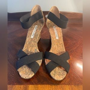 Manolo Blahnik Veggia Cork Wedge Sandals 39 with Dust Bag